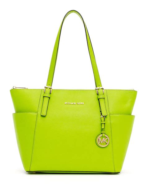 neon green and black michael kors purse